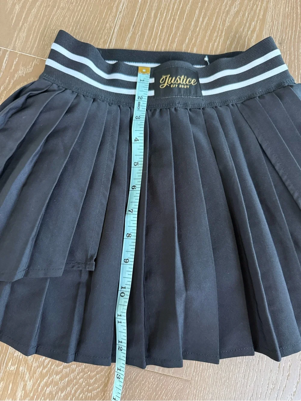 Justice Girls Black Pleated Skort Elastic Pull-On Waist Size 7/8